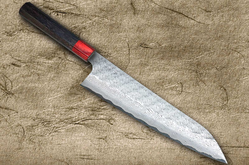 Nigara SPG-STRIX Damascus Hammered RS8R Japanese Chef's Gyuto Knife 240mm with Red-Ring Rosewood Handle