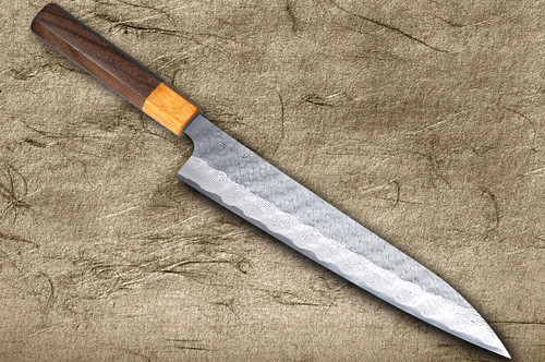 Nigara SPG-STRIX Damascus Hammered RS8M Japanese Chef's Slicer(Sujihiki) 270mm with Light-Brown-Ring Rosewood Handle