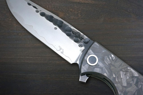 Nigara Folding R2(SG2) Kurouchi Hammered Petty Knife(Utility) 100mm with Black Carbon Handle 