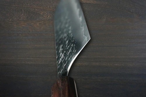 Yoshimi Kato R2 HYO Hammered Japanese Chef's Nakiri(Vegetable) 165mm with Ebony-Ring Octagonal Handle 
