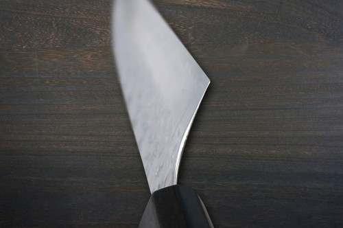 Yoshimi Kato R2 HYO Hammered RS8EB Japanese Chef's Kengata-Gyuto Knife 240mm with Ebony-Ring Octagonal Handle 