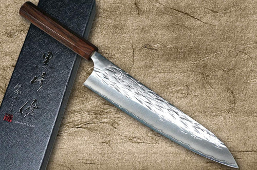 Yu Kurosaki R2(SG2) Hammered JUHYO WA RS8H Japanese Chef's Gyuto Knife 270mm with Brown-Ring Octagonal Handle 