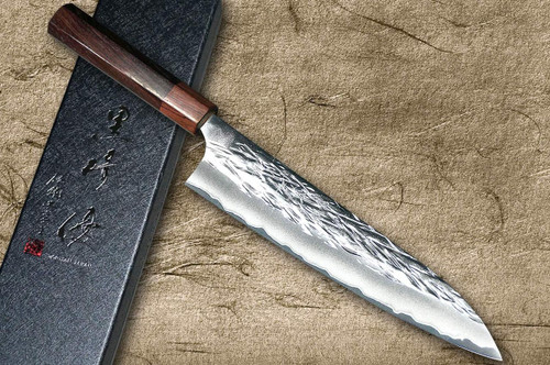 Yu Kurosaki R2(SG2) Hammered JUHYO WA RS8H Japanese Chef's Gyuto Knife 210mm with Brown-Ring Octagonal Handle 