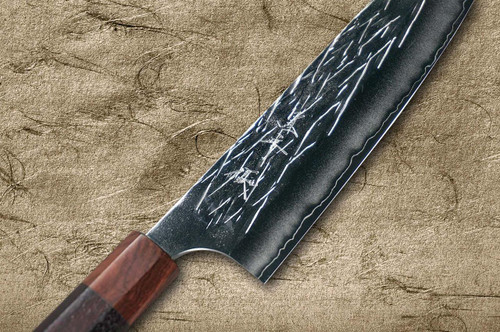 Yu Kurosaki R2(SG2) Hammered JUHYO WA RS8H Japanese Chef's Bunka Knife 165mm with Brown-Ring Octagonal Handle 