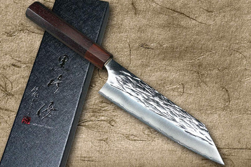 Yu Kurosaki R2(SG2) Hammered JUHYO WA RS8H Japanese Chef's Bunka Knife 165mm with Brown-Ring Octagonal Handle 