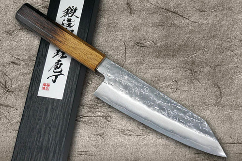 Okeya VG10 Hammered OK8B Japanese Chef's Bunka Knife 165mm with Urushi Lacquered Oak Handle 