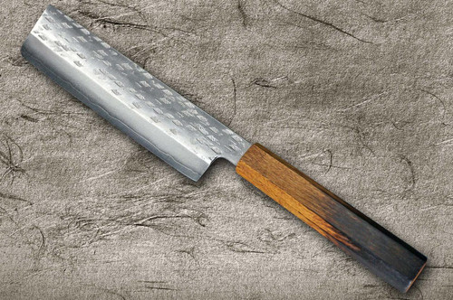Okeya VG10 Hammered OK8B Japanese Chef's Nakiri(Vegetable) 165mm with Urushi Lacquered Oak Handle 