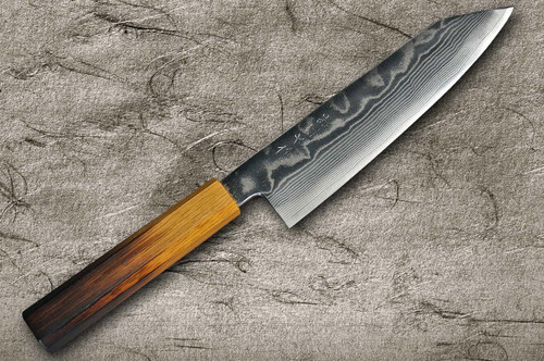 Okeya SPG-STRIX Damascus OK8B Japanese Chef's Bunka Knife 185mm with Urushi Lacquered Oak Handle 
