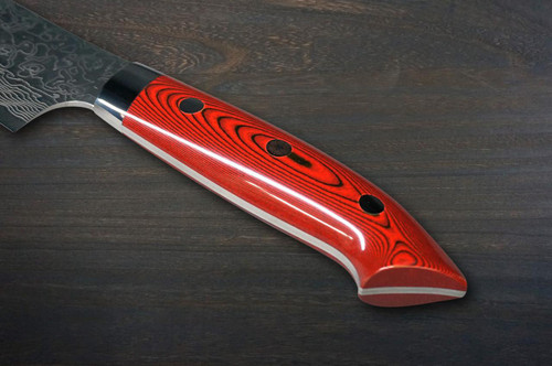 Takeshi Saji R2 Diamond Finish Damascus MCRB-NNM Japanese Chef's Slicer(Sujihiki) 270mm with Dark-Red Micarta Handle Nomura Special 