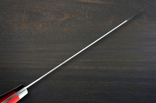 Takeshi Saji R2 Diamond Finish Damascus MCRB-NNM Japanese Chef's Bunka Knife 180mm with Dark-Red Micarta Handle Nomura Special 