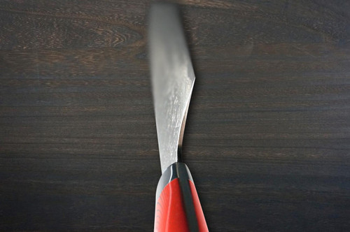Takeshi Saji R2 Diamond Finish Damascus MCRB-NNM Japanese Chef's Nakiri(Vegetable) 170mm with Dark-Red Micarta Handle Nomura Special 