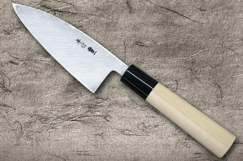 Sakai Takayuki Aoniko Blue 2 Steel Kurouchi Chef's Aji-Kiri 120mm 