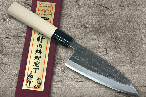 Sakai Takayuki Aoniko Blue 2 Steel Kurouchi Chef's Aji-Kiri 120mm 
