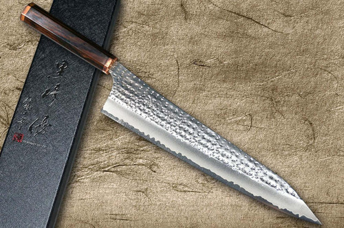Yu Kurosaki Aogami Super KOKUSEN-EI EB8N-CU2 Japanese Chef's Gyuto Knife 270mm with Full Ebony Handle & Double Copper Rings 
