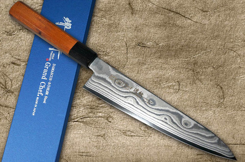Sakai Takayuki HAMON Grand Chef Damascus Japanese Chef's Gyuto Knife 210mm with Ebony Ring Rosewood Handle [45 Layered Damascus] 