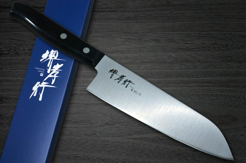 Sakai Takayuki SUMIRE VG10 Japanese Chef's Santoku Knife 165mm with Black Laminated Wood Handle 