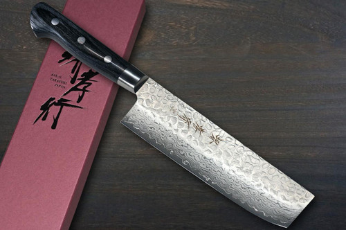 Sakai Takayuki 17-Layer VG10 Damascus Hammered BLK Japanese Chef's Vegetable Knife 160mm with Black Laminated Wood Handle 
