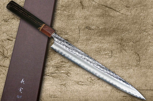 Yoshimi Kato R2 MINAMO Hammered Japanese Chef's Slicer(Sujihiki) 270mm with Chestnuts Wood Handle [Rose Ferrule] 