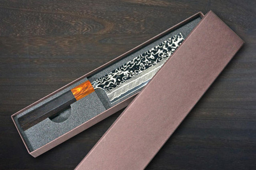 Yoshimi Kato R2 镜面大马士革日式厨师刀菜刀(蔬菜用) 165mm 带乌木