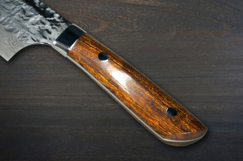 Takeshi Saji SRS13 Mirror Hammered Damascus IRN Japanese Chef's Bunka Knife 180mm with Desert Ironwood Handle 