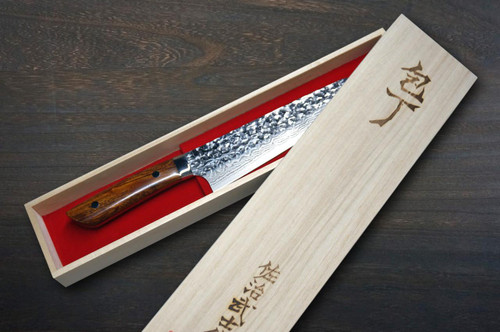 佐治武士SRS13 镜面锤纹大马士革IRN 日本厨师刀剑型牛刀210mm 配沙漠铁