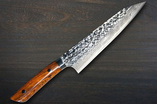 佐治武士SRS13 镜面锤纹大马士革IRN 日本厨师刀剑型牛刀210mm 配沙漠铁
