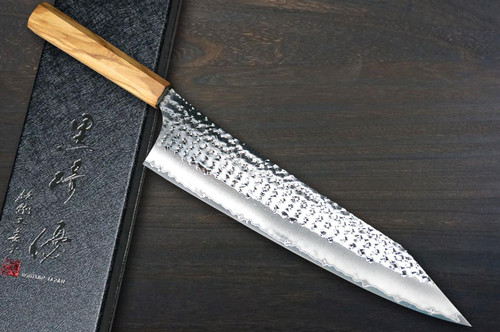 Yu Kurosaki R2(SG2) Hammered SENKO-EI WA OL8N Japanese Chef's Gyuto Knife 270mm with Olive Handle [Natural Finish] 