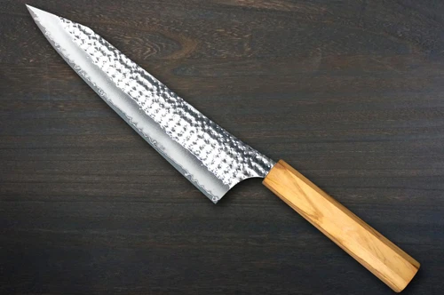 Yu Kurosaki R2(SG2) Hammered SENKO-EI WA OL8N Japanese Chef's Gyuto Knife 240mm with Olive Handle [Natural Finish] 
