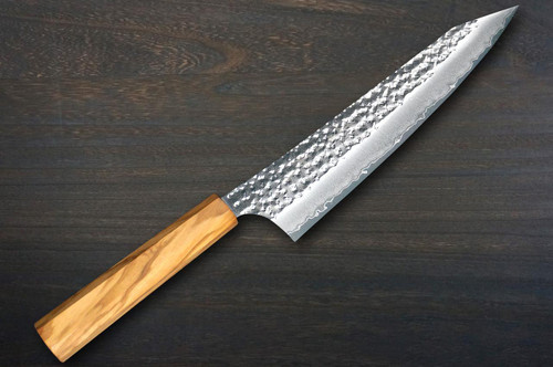Yu Kurosaki R2(SG2) Hammered SENKO-EI WA OL8N Japanese Chef's Gyuto Knife 210mm with Olive Handle [Natural Finish] 