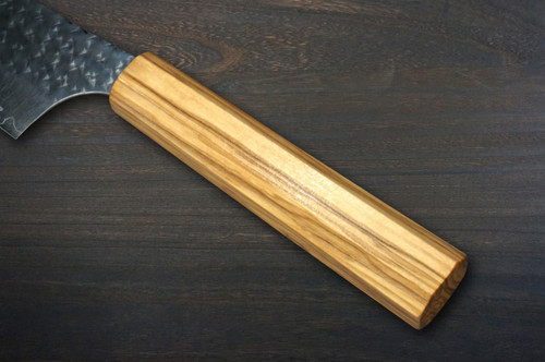 Yu Kurosaki R2(SG2) Hammered SENKO-EI WA OL8N Japanese Chef's Santoku Knife 170mm with Olive Handle [Natural Finish] 