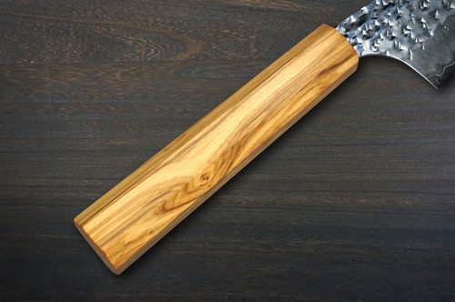 Yu Kurosaki R2(SG2) Hammered SENKO-EI WA OL8N Japanese Chef's Bunka Knife 165mm with Olive Handle [Natural Finish] 