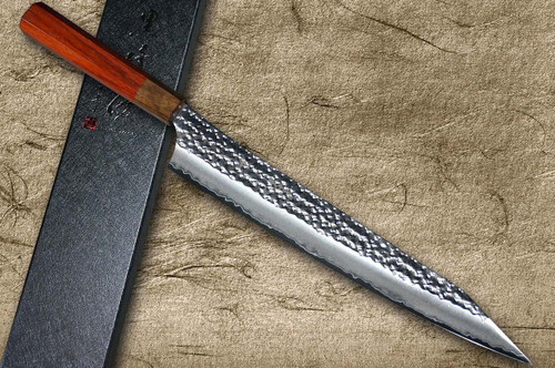 Yu Kurosaki R2(SG2) Hammered SENKO-EI WA PD8M Japanese Chef's Slicer(Sujihiki) 270mm with Brown-Ring Padauk Wood Handle 