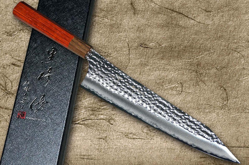 Yu Kurosaki R2(SG2) Hammered SENKO-EI WA PD8M Japanese Chef's Gyuto Knife 240mm with Brown-Ring Padauk Wood Handle 