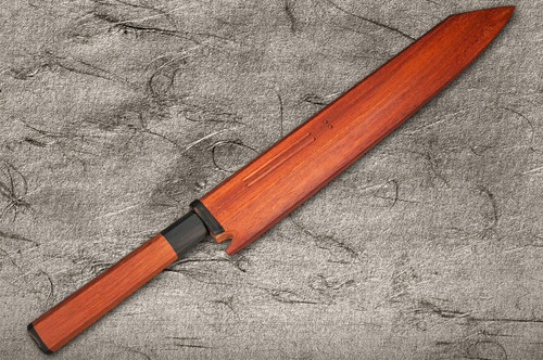 Yoshihiro Precious Wood Edition White No.2 Honyaki Mt.Fuji-Art Kiritsuke-Yanagiba(Sashimi) 270mm with Special Japanese Genuine Padauk [HON KARIN] Handle & Saya in Paulownia Box 