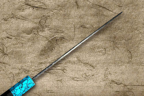 Kisuke Manaka ENN Blue#1 Kurouchi Hammered EBTCA2 Japanese Chef's Nakiri(Vegetable) 165mm with Double Blue Turquoise & Ebony Handle 