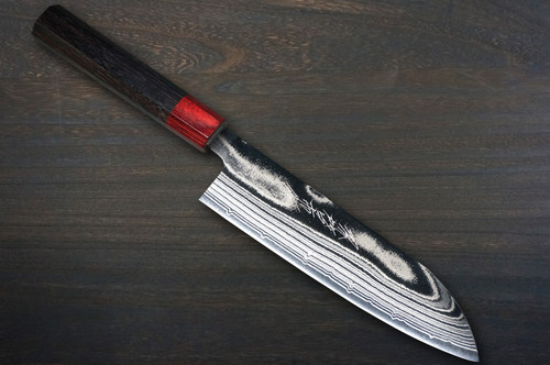 Keiichi Fujii AUS10 Nickel Damascus RS8R Japanese Chef's Knife SET 270mm with Red-Ring Rosewood Handle (Slicer270-Gyuto210-Bunka-Santoku-Petty-Chinese)