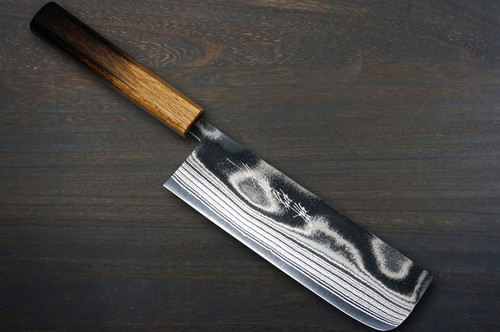 Keiichi Fujii AUS10 Nickel Damascus OK8B Japanese Chef's Knife SET 270mm with Urushi Lacquered Oak Handle (Slicer270-KiritsukeGyuto210-Bunka-Nakiri-Santoku-Petty)