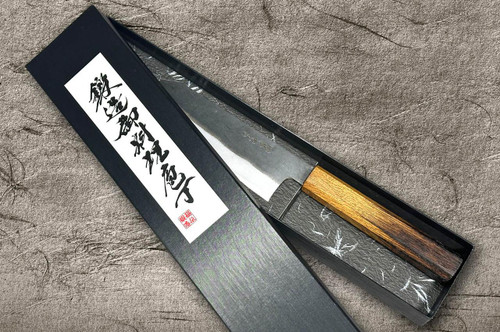 中川悟青紙#2 黑打OK8B 日本厨师文卡刀170mm 配漆涂橡木手柄| 日本刀