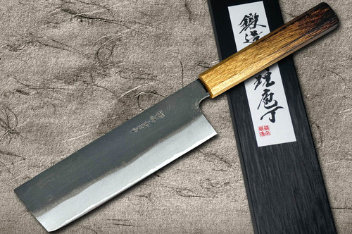 Satoshi Nakagawa Aogami #2 Kurouchi OK8B Japanese Chef's Nakiri(Vegetable) 165mm with Urushi Lacquered Oak Handle