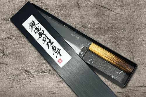 Satoshi Nakagawa Aogami #2 Kurouchi OK8B Japanese Chef's Nakiri(Vegetable) 165mm with Urushi Lacquered Oak Handle