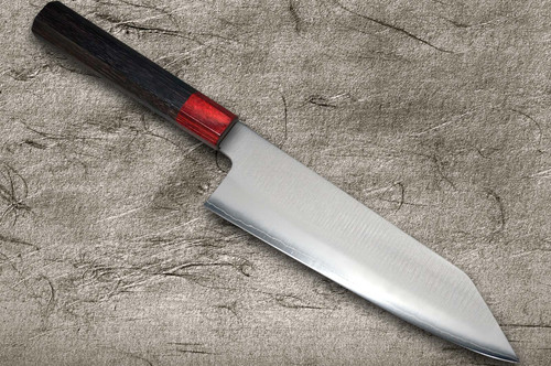 Satoshi Nakagawa Ginsan (Gingami No.3) Migaki RS8R Japanese Chef's Bunka Knife 170mm with Red-Ring Octagonal Handle