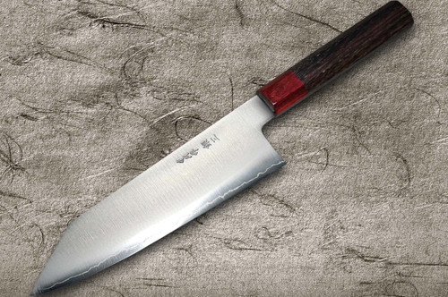 Satoshi Nakagawa Ginsan (Gingami No.3) Migaki RS8R Japanese Chef's Bunka Knife 170mm with Red-Ring Octagonal Handle