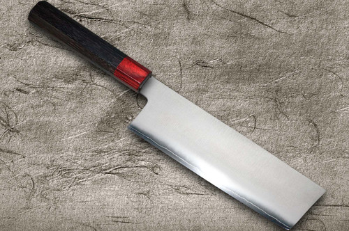Satoshi Nakagawa Ginsan (Gingami No.3) Migaki RS8R Japanese Chef's Nakiri(Vegetable) 165mm with Red-Ring Octagonal Handle