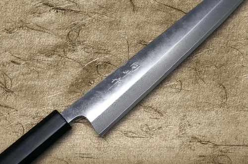 Yu Kurosaki SPG-STRIX Black Damascus Japanese Chef's Slicer(Sujihiki) 270mm with Black Urushi Lacquered Enju Handle Mukai Model 