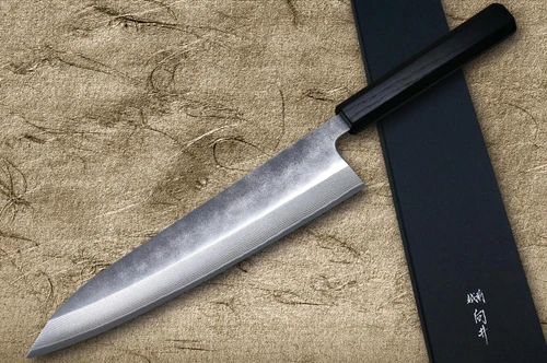 Yu Kurosaki SPG-STRIX Black Damascus Japanese Chef's Gyuto Knife 240mm with Black Urushi Lacquered Enju Handle Mukai Model 