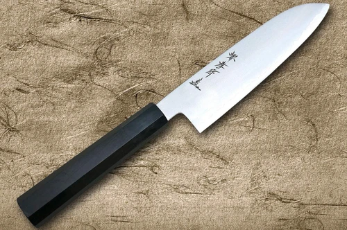 Sakai Takayuki Ginsan Warikomi Ebony Handle Japanese Chef's Santoku Knife 180mm 