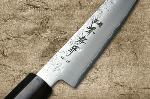 Couteau de chef japonais Sakai Takayuki VG10 Nashiji WA Petty (utilitaire) 150mm avec manche en ébène massif