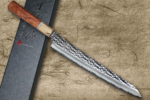 Yu Kurosaki R2(SG2) 해머링 센코에이 WA KR8MP 일본식 셰프 슬라이서(스지히키) 240mm, 카린 옹이 나무와 단풍나무 페룰 포함