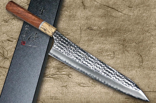 Yu Kurosaki R2(SG2) 해머링 센코에이 WA KR8MP 일본식 셰프 규토 나이프 240mm, 카린 옹이 나무와 단풍나무 페룰 포함