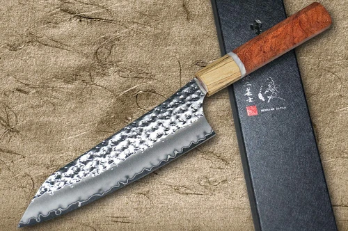 Yu Kurosaki R2(SG2) Hammered SENKO-EI WA KR8MP Japanese Chef's Bunka Knife 165mm with Karin Lump Wood with Maple Ferrule 